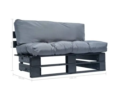 Dārza Palešu Dīvāns Ar Pelēkiem Matračiem, Priedes Koks Vidaxl