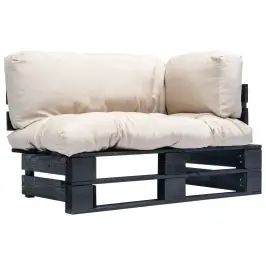 Dārza Palešu Dīvāns Ar Smilškrāsas Matračiem, Priedes Koks Vidaxl