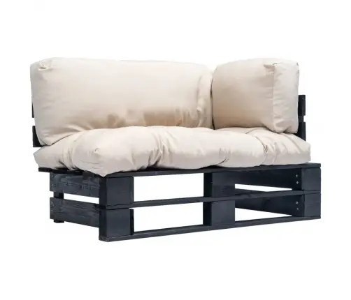 Dārza Palešu Dīvāns Ar Smilškrāsas Matračiem, Priedes Koks Vidaxl