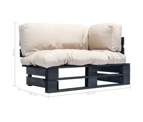 Dārza Palešu Dīvāns Ar Smilškrāsas Matračiem, Priedes Koks Vidaxl