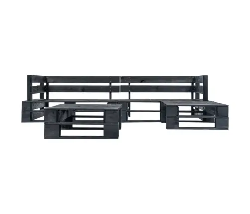 4-Daļīgs Palešu Dīvānu Komplekts, Melns Koks Vidaxl