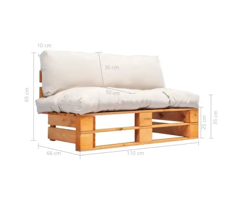 Sodo Sofa Iš Palečių Su Smėlio Pagalvėlėmis, Pušies Mediena Sodo Sofa Iš Palečių Su Smėlio Pagalvėlėmis, Pušies Mediena