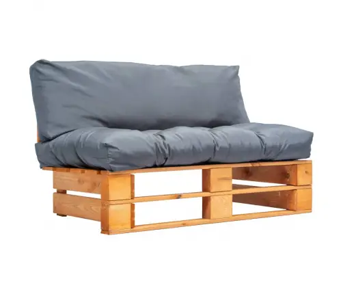 Dārza Palešu Dīvāns Ar Pelēkiem Matračiem, Priedes Koks Vidaxl