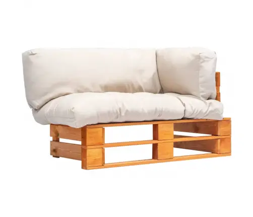 Dārza Palešu Dīvāns Ar Smilškrāsas Matračiem, Priedes Koks Vidaxl