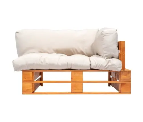 Dārza Palešu Dīvāns Ar Smilškrāsas Matračiem, Priedes Koks Vidaxl