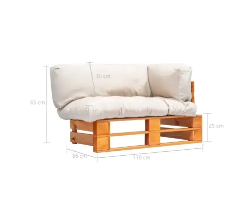 Dārza Palešu Dīvāns Ar Smilškrāsas Matračiem, Priedes Koks Vidaxl