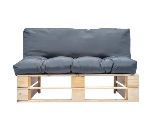 Dārza Palešu Dīvāns Ar Pelēkiem Matračiem, Priedes Koks Vidaxl