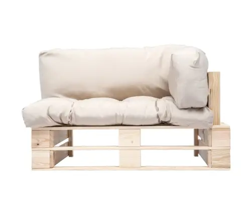Dārza Palešu Dīvāns Ar Smilškrāsas Matračiem, Priedes Koks Vidaxl