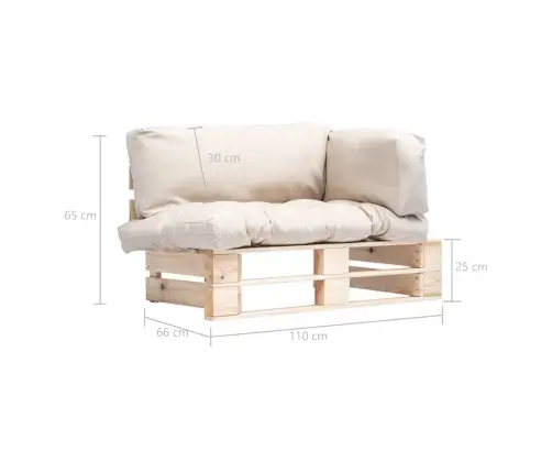 Dārza Palešu Dīvāns Ar Smilškrāsas Matračiem, Priedes Koks Vidaxl