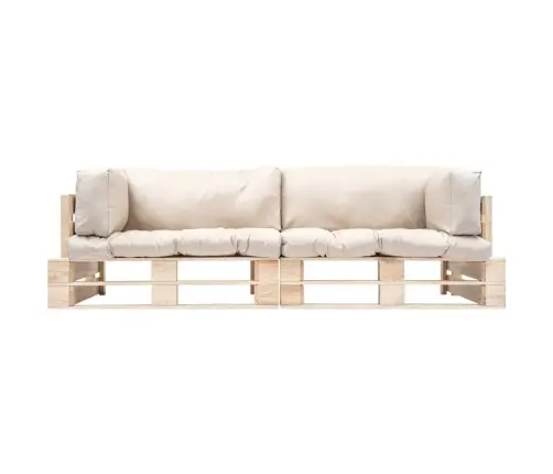 2-Daļīgs Palešu Dīvānu Komplekts Ar Smilškrāsas Matračiem Vidaxl