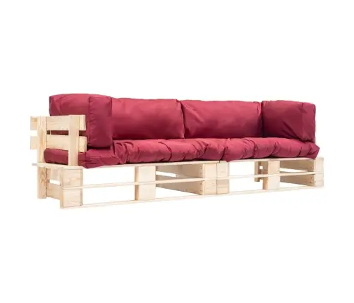 Sodo Sofos Komplektas Iš Palečių Su Pagalvėmis, 2 Dalių, Pušis