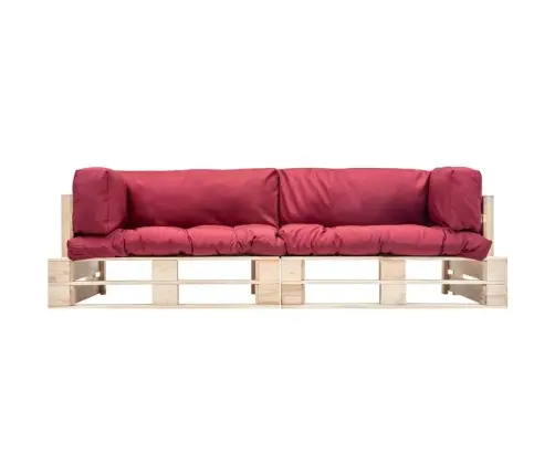 Sodo Sofos Komplektas Iš Palečių Su Pagalvėmis, 2 Dalių, Pušis