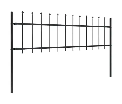 Dārza Žogs Ar Šķēpa Formas Galotni, Tērauds, 1426 Cm, Melns Vidaxl