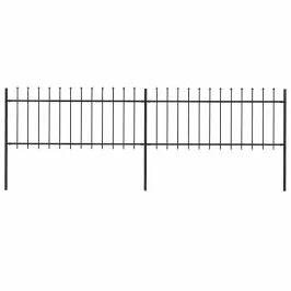 Dārza Žogs Ar Šķēpu Galiem, Tērauds, 359X80 Cm, Melns Vidaxl
