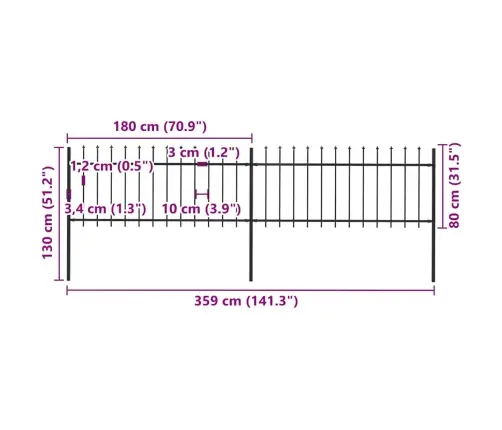 Aiapiire Odaotsaga, Terasest, 359 X 80 cm Must