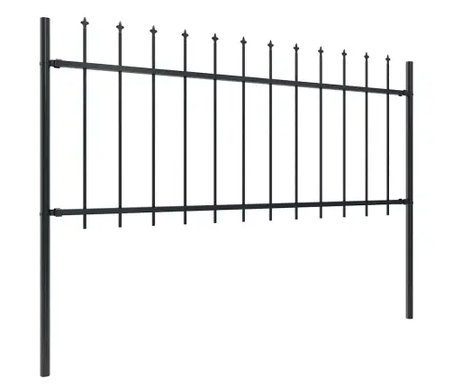 Dārza Žogs Ar Šķēpu Galiem, Tērauds, 892,5 Cm, Melns Vidaxl