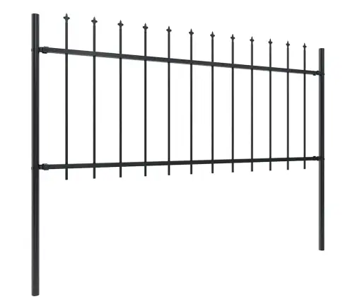 Dārza Žogs Ar Šķēpu Galiem, Tērauds, 1070X80 Cm, Melns Vidaxl