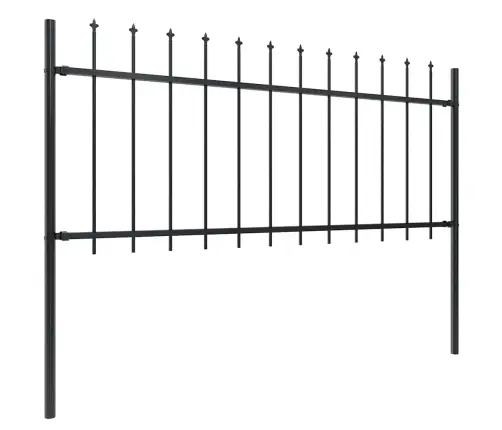 Dārza Žogs Ar Šķēpu Galiem, Tērauds, 1781,5X80 Cm, Melns Vidaxl