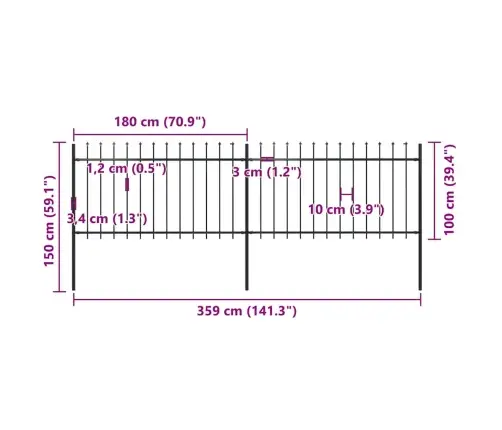 Aiapiire Odaotsaga, Terasest, 359 X 100 cm Must