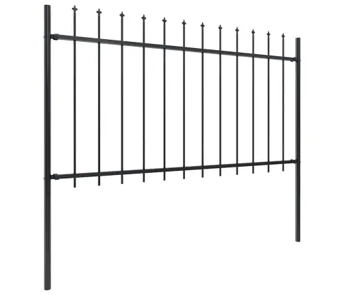 Dārza Žogs Ar Pīķiem Augšpusē, 10,2X1 M, Melns Tērauds Vidaxl
