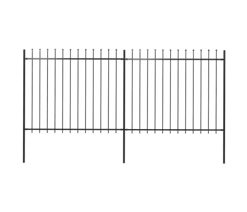 Dārza Žogs Ar Šķēpu Galiem, Tērauds, 359X150 Cm, Melns Vidaxl