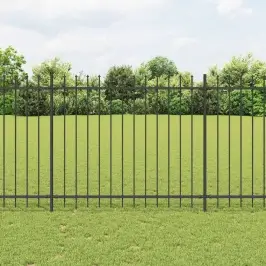 Dārza Žogs Ar Šķēpu Galiem, Tērauds, 1070X150 Cm, Melns Vidaxl