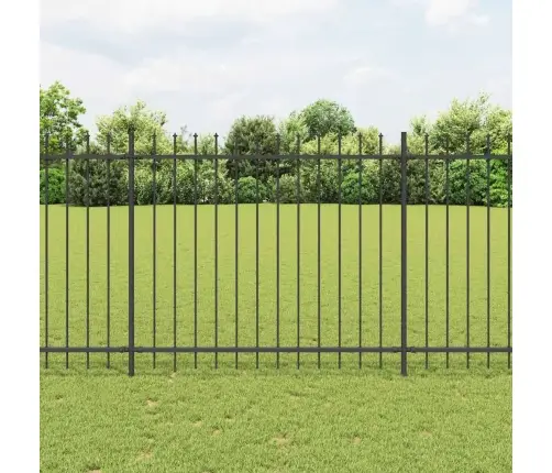 Dārza Žogs Ar Šķēpu Galiem, Tērauds, 1070X150 Cm, Melns Vidaxl