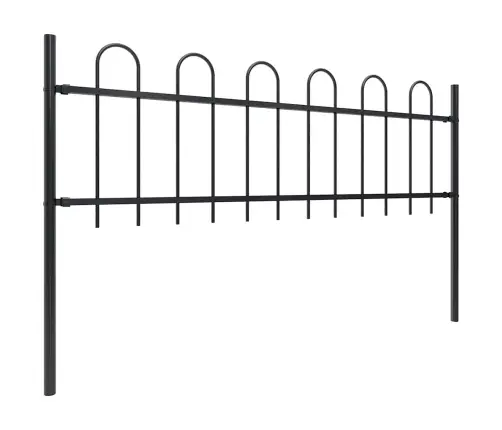 Dārza Žogs Ar Stīpām Augšpusē, Tērauds, 714,5X60 Cm, Melns Vidaxl