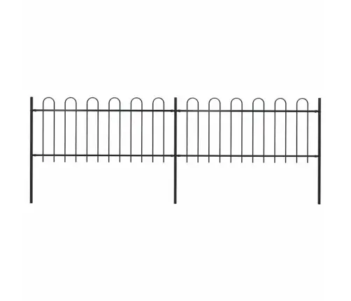 Dārza Žogs Ar Stīpām Augšpusē, Tērauds, 359X80 Cm, Melns Vidaxl