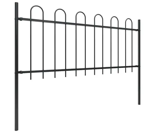 Dārza Žogs Ar Stīpām Augšpusē, Tērauds, 359X80 Cm, Melns Vidaxl