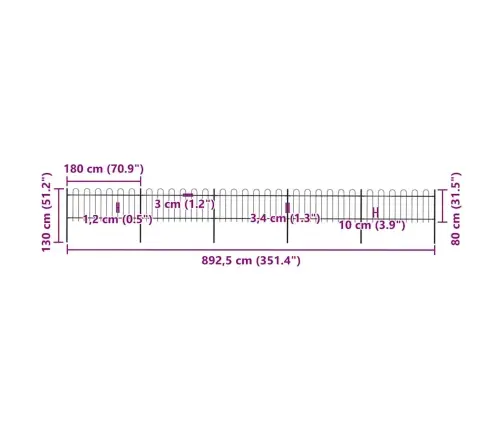 Aiapiire Rõngasotsaga, Terasest, 892,5 X 80 cm Must