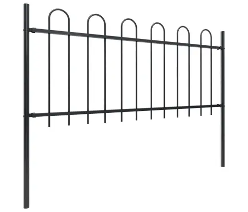 Dārza Žogs Ar Stīpām Augšpusē, Tērauds, 1070 Cm, Melns Vidaxl