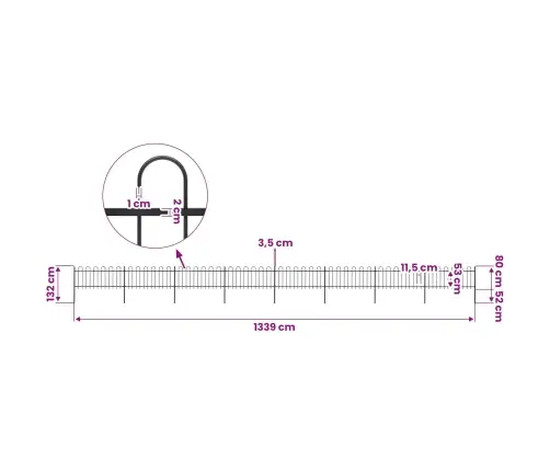 Dārza Žogs Ar Stīpām Augšpusē, Tērauds, 1426 Cm, Melns Vidaxl
