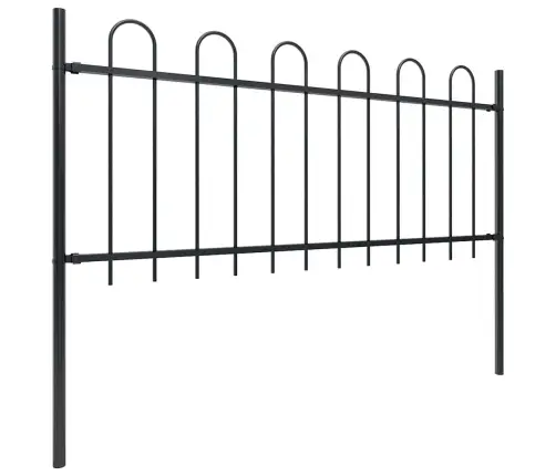 Dārza Žogs Ar Stīpām Augšpusē, Tērauds, 1781,5X80 Cm, Melns Vidaxl