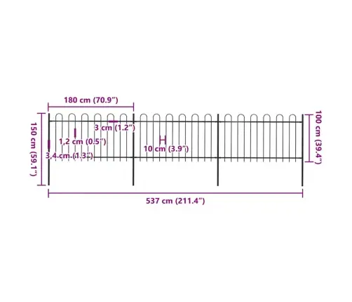 Sodo Tvora Su Lankiniu Viršumi, Plienas, 537X100cm Juoda