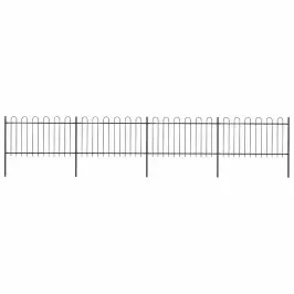 Dārza Žogs Ar Stīpām Augšpusē, Tērauds, 714,5X100 Cm, Melns Vidaxl