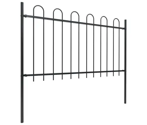 Dārza Žogs Ar Stīpām Augšpusē, Tērauds, 714,5 Cm, Melns Vidaxl