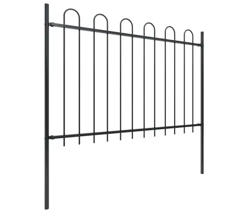 Dārza Žogs Ar Stīpām Augšpusē, Tērauds, 537 Cm, Melns Vidaxl