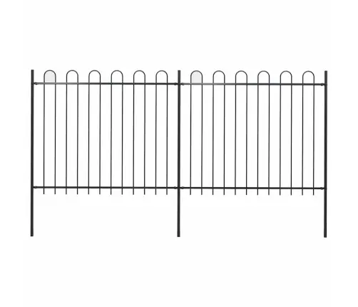 Dārza Žogs Ar Stīpām Augšpusē, Tērauds, 359X150 Cm, Melns Vidaxl