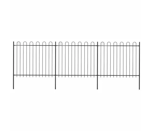 Dārza Žogs Ar Stīpām Augšpusē, Tērauds, 537X150 Cm, Melns Vidaxl