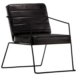 Atpūtas Krēsls, Melna Dabīgā Āda Vidaxl