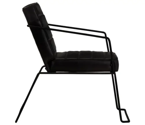 Atpūtas Krēsls, Melna Dabīgā Āda Vidaxl