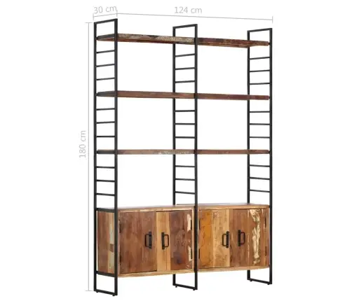 4 Riiuliga Raamaturiiul 124 X 30 X 180 Cm Taaskasutatud Puit