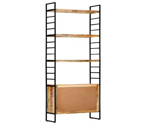 Grāmatu Skapis, 4 Līmeņi, 80X30X180Cm, Neapstrādāts Mango Koks Vidaxl