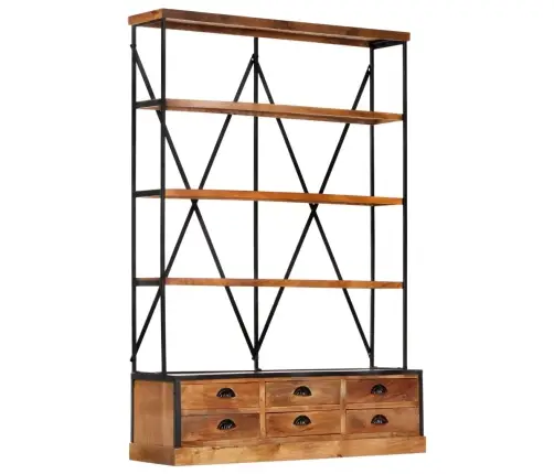 Grāmatu Skapis Ar 4 Plauktiem Un 6 Atvilktnēm, 122X36X181 Cm Vidaxl