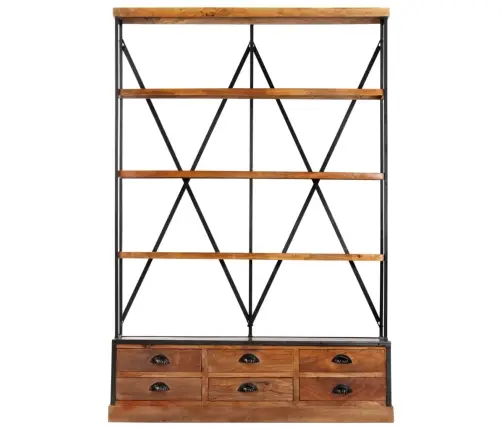 Grāmatu Skapis Ar 4 Plauktiem Un 6 Atvilktnēm, 122X36X181 Cm Vidaxl