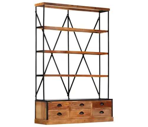 Grāmatu Skapis Ar 4 Plauktiem Un 6 Atvilktnēm, 122X36X181 Cm Vidaxl