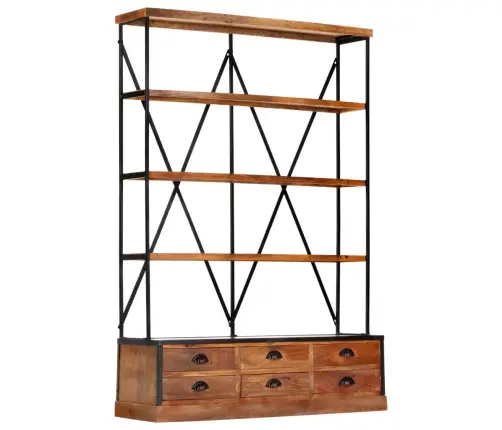 Grāmatu Skapis Ar 4 Plauktiem Un 6 Atvilktnēm, 122X36X181 Cm Vidaxl