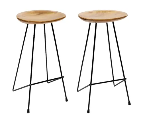 Baro Taburetės, 2Vnt., Tikmedžio Medienos Masyvas