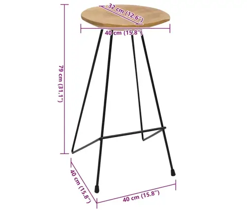 Baro Taburetės, 2Vnt., Tikmedžio Medienos Masyvas
